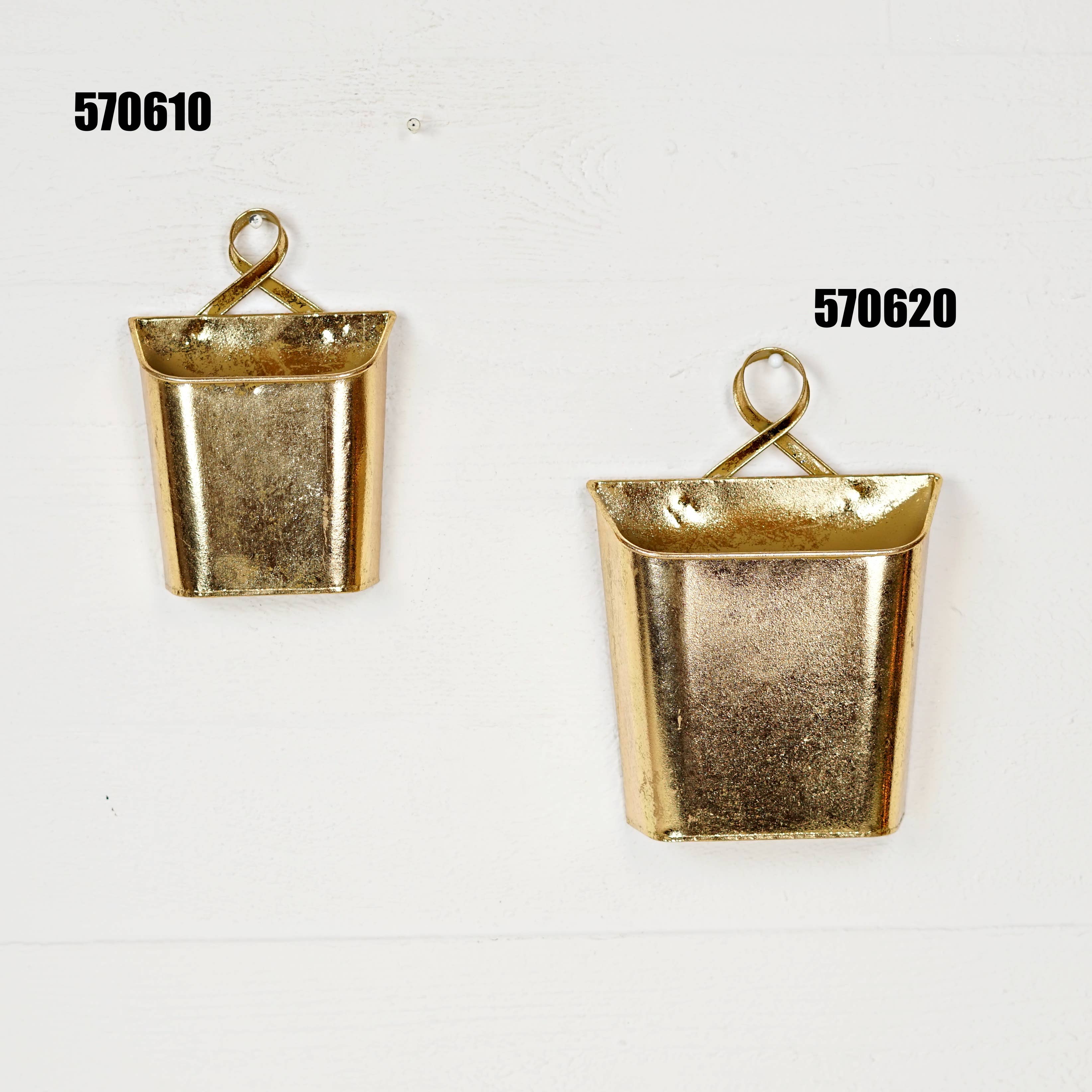 Impressive Enterprises, Inc. - Wholesale Christmas Decoration - 570610- Metal Wall Bucket-Dazzling Gold-9Hx6.5Wx2.25T-0/361