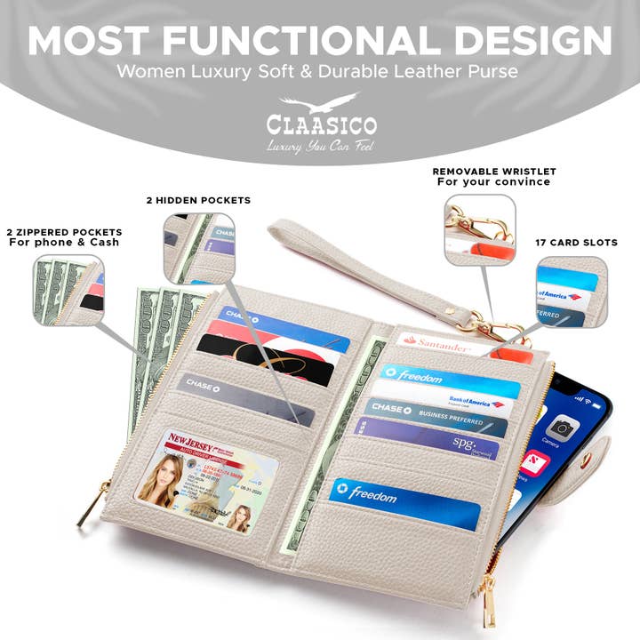 Claasico - Wholesale Phone Wallet - Women's - Women’s RFID wristlet wallet phone holder38