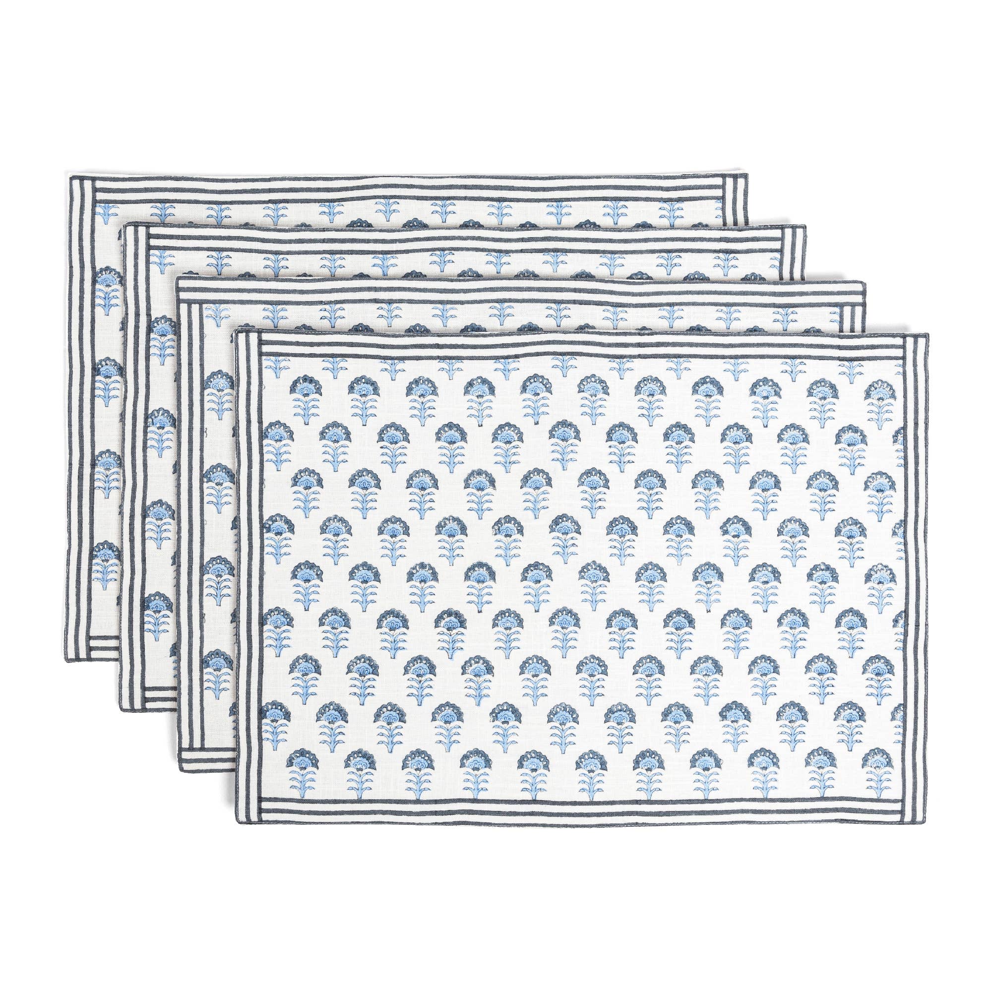 over&back - Wholesale Placemat - Artisan Hand-Blocked Placemats – 100% Cotton – Set of 412