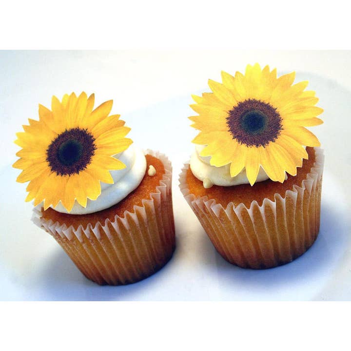 Homespun Parties - Wholesale Cake/Cupcake Topper - Yellow Sunflowers Edible Wafer Paper Cake or Cupcake Toppers