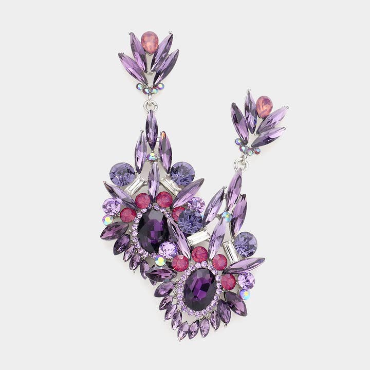 Crystal Rhinestone Statement Evening Earrings for wholesale by Sensibling Corp.