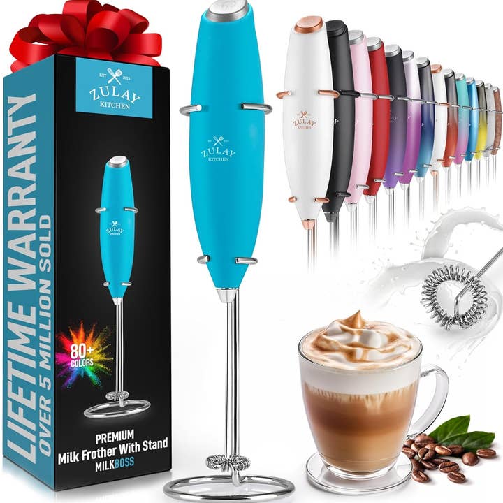 Zulay Kitchen - Wholesale Kitchen Tool/Gadget - Powerful Handheld Milk Frother with Stand2