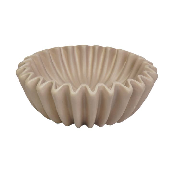 Bol - Bol plissé - Céramique - Taupe - 15x15x4,5 cm pour la vente par Housevitamin bv