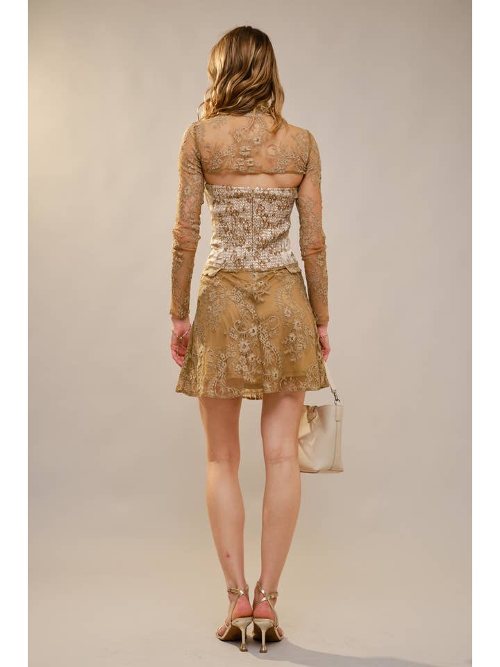 Blue B - Wholesale Top & Skirt Set - Women's - 23755SET Bow Front Corset Dress with Bolero Set9