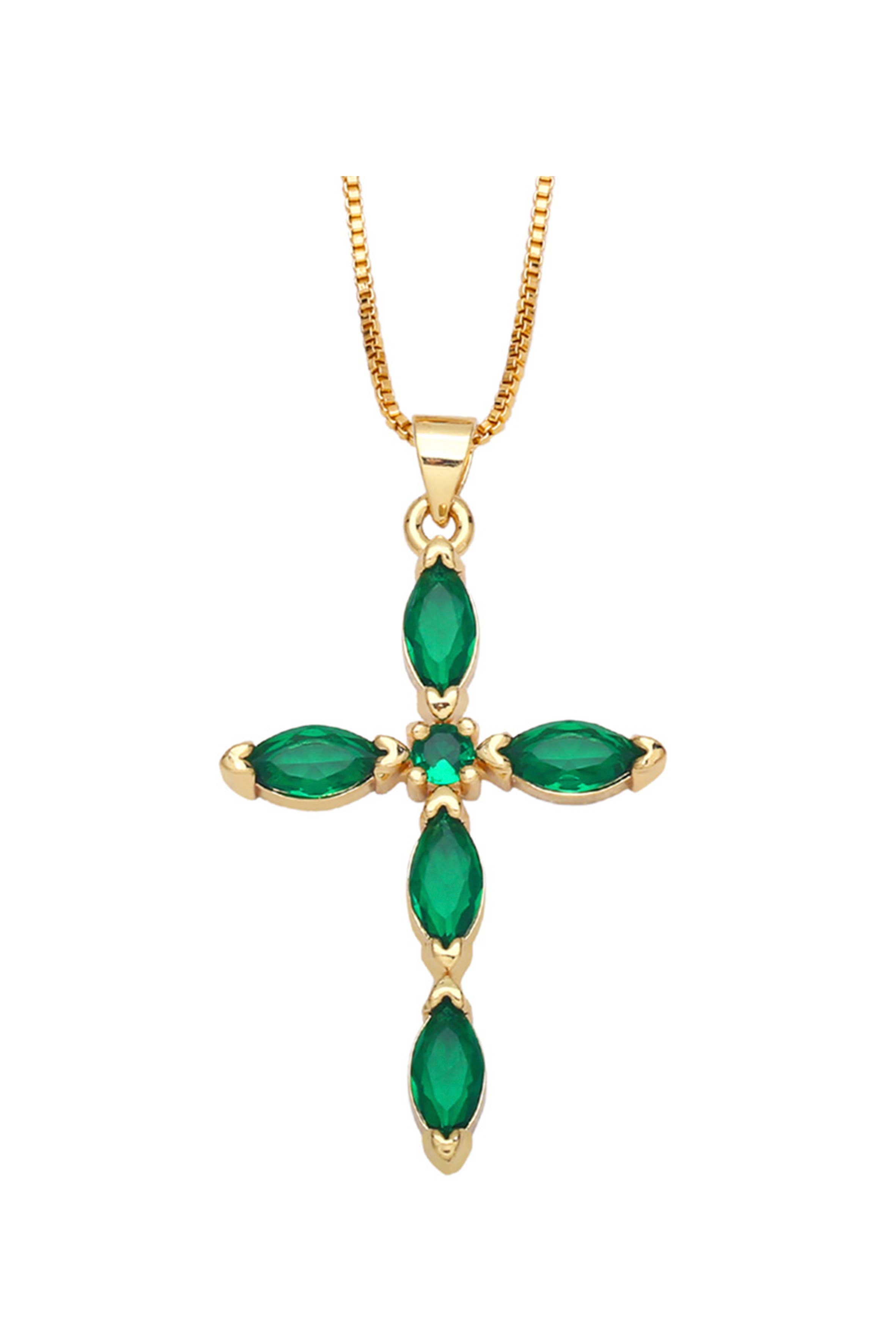 Ole – Großhandel Kette mit Anhänger/Charm – Kreuzanhänger-Halskette mit Zirkonia N47640