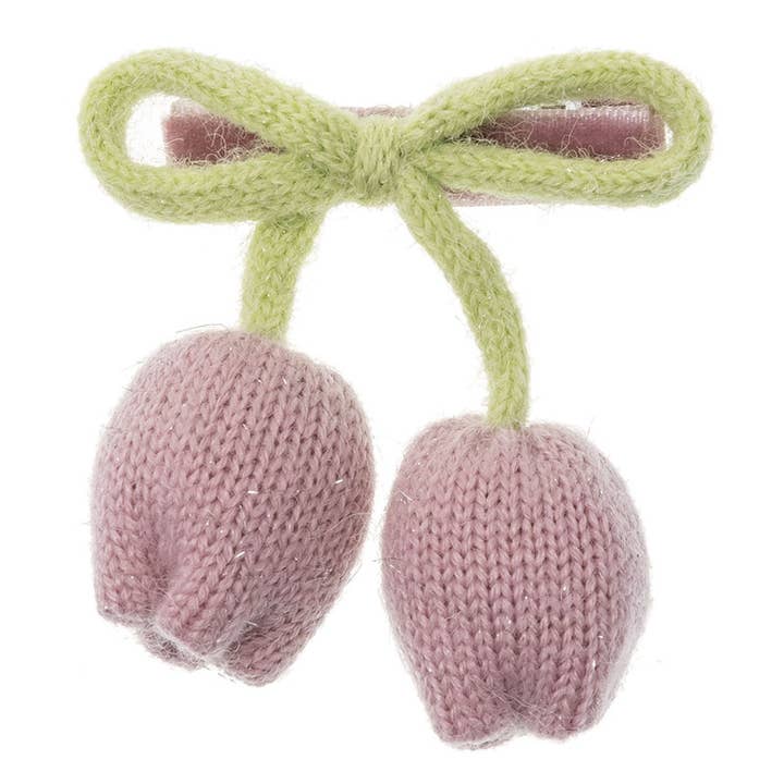 Velvet hair clip with pompom tulips for wholesale by Siena Hair Accessories