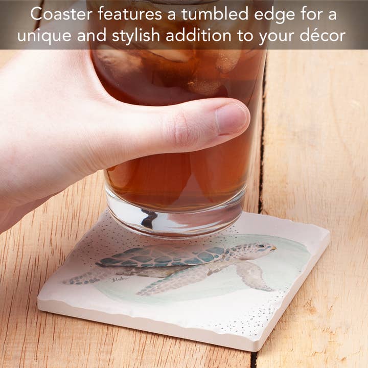 CounterArt/Highland Home/Thirstystone - Vendita all'ingrosso Sottobicchiere - Sottobicchiere singolo in pietra burattata «Sea Turtle»3