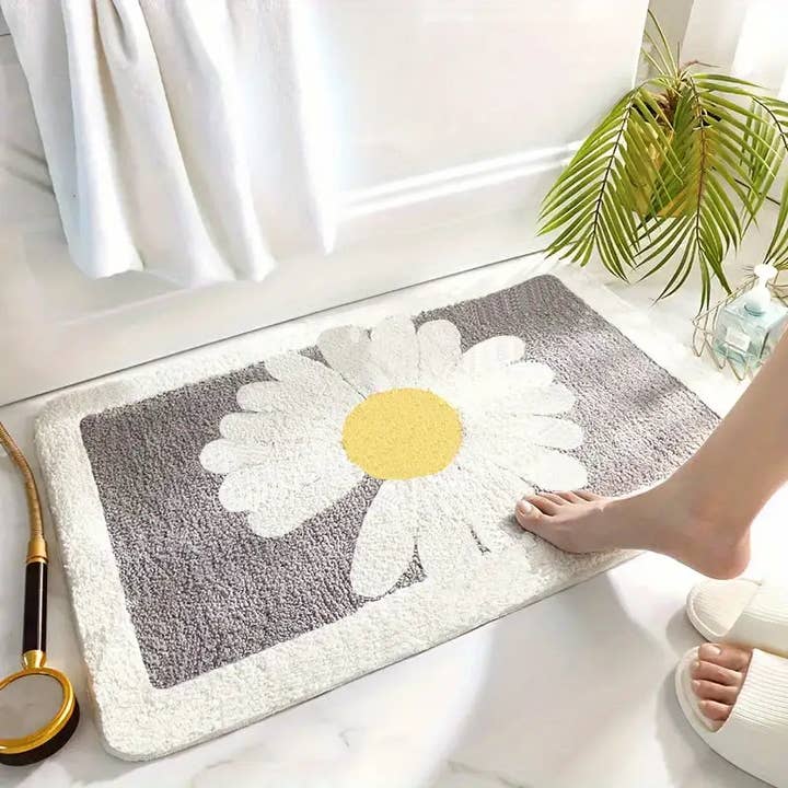Huis Van Merken - Wholesale Bath Mat - Daisy Bath Mat: Soft, Absorbent, Non-Slip, Machine Washable3