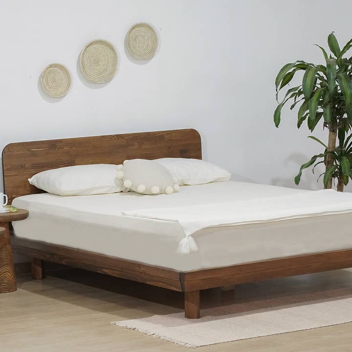 LUDEN wooden bed frame, walnut - Natural for wholesale by Deholzwart GmbH