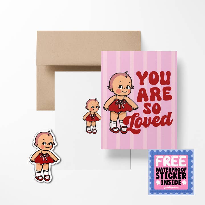 You Are So Loved Retro Babies Greeting Card for wholesale by Girls Printing House