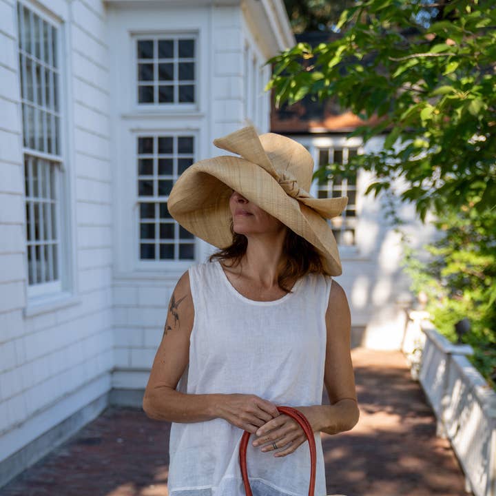 Shebobo - Vendita all'ingrosso Cappello di paglia - Donna - Cappelli di paglia Shebobo con tesa larga da 12,7 e 17,8 cm e grande fiocco tinta unita3