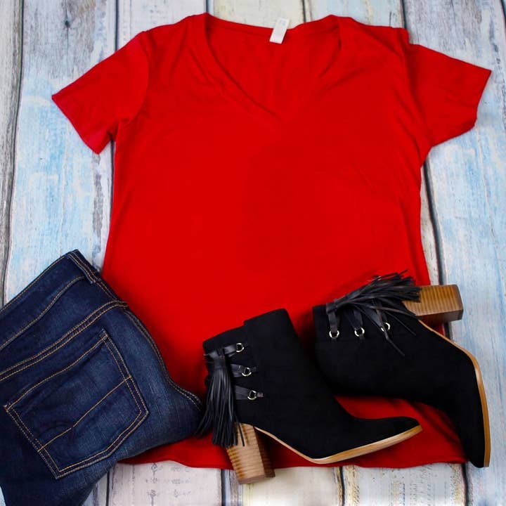 ShopTrendsNow - Wholesale T-Shirt - Women's - Ladies' 'Junior fit' Ideal V tee | 9 Colors10