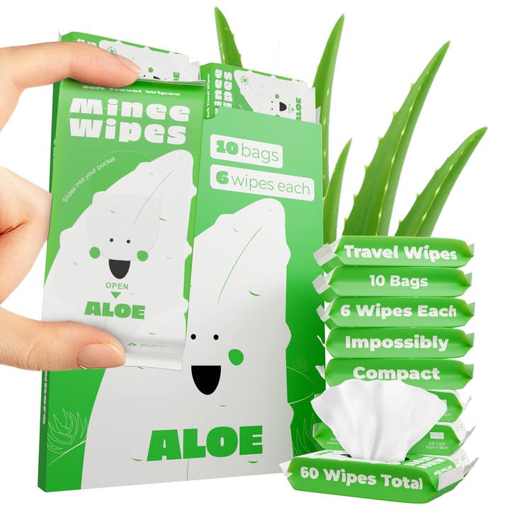 Minee Travel Wipes - 99.5% Water - 10 Pack Total 60 Scented for wholesale by Minee Wipes