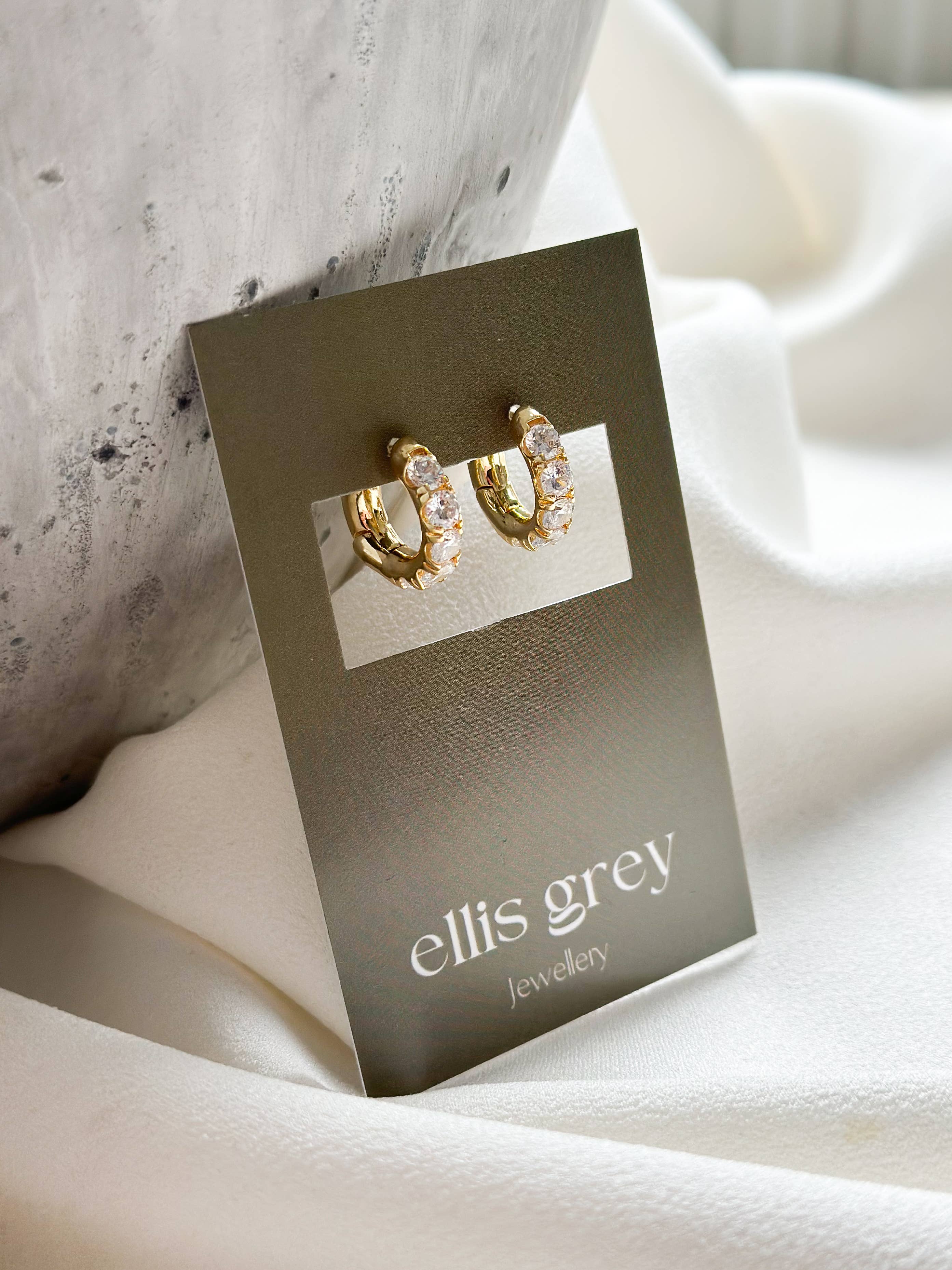 Ellis Grey Jewellery – wholesale Huggie earrings – 18k Gold Chunky CZ Hoop Earrings4