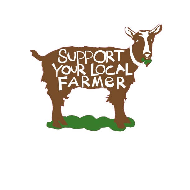 Support Your Local Farmer Goat Sticker for wholesale by Glad Dog Cards