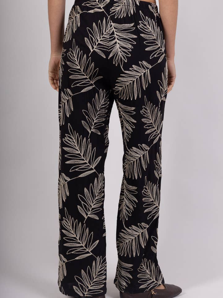 KY CREATION PARIS - Wholesale Pants - Women's - Fluid pants with a golden palm pattern1