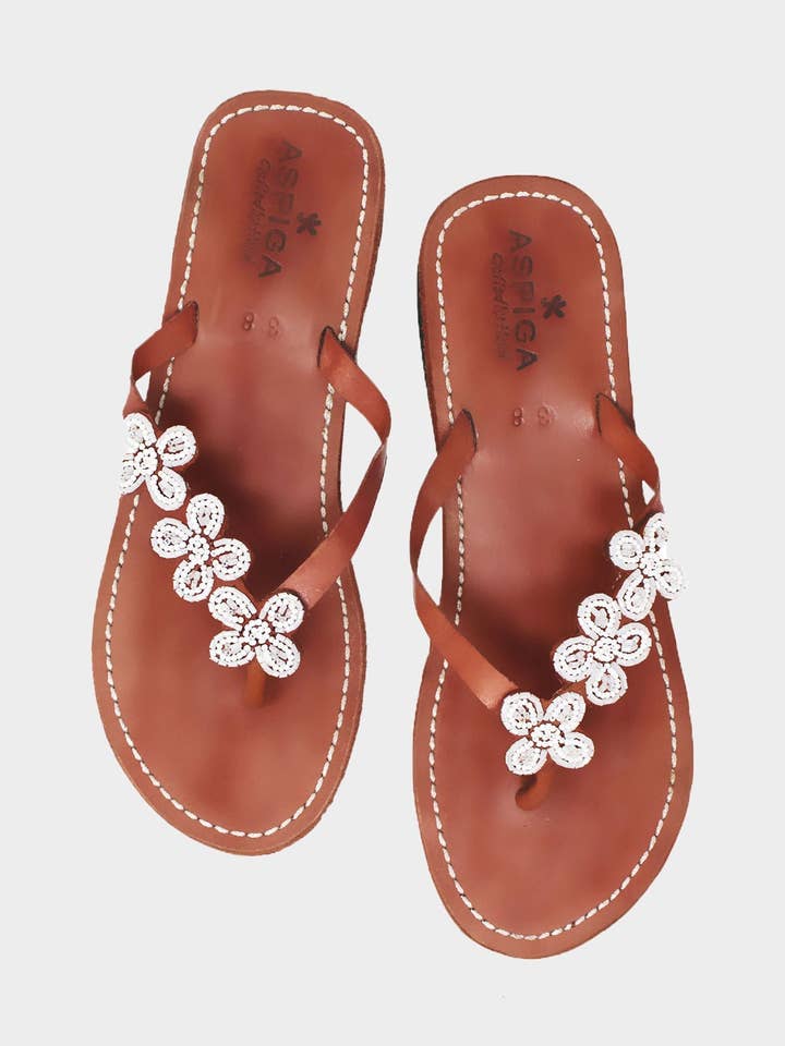 Tatu Heel Leather Sandals | White for wholesale by Aspiga