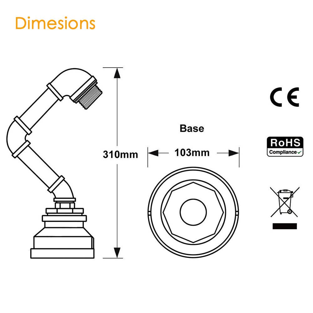 Ledsone - Vendita all'ingrosso Lampada da scrivania/d'accento - Lampada da tavolo industriale in rame spazzolato stile retrò Steampunk4