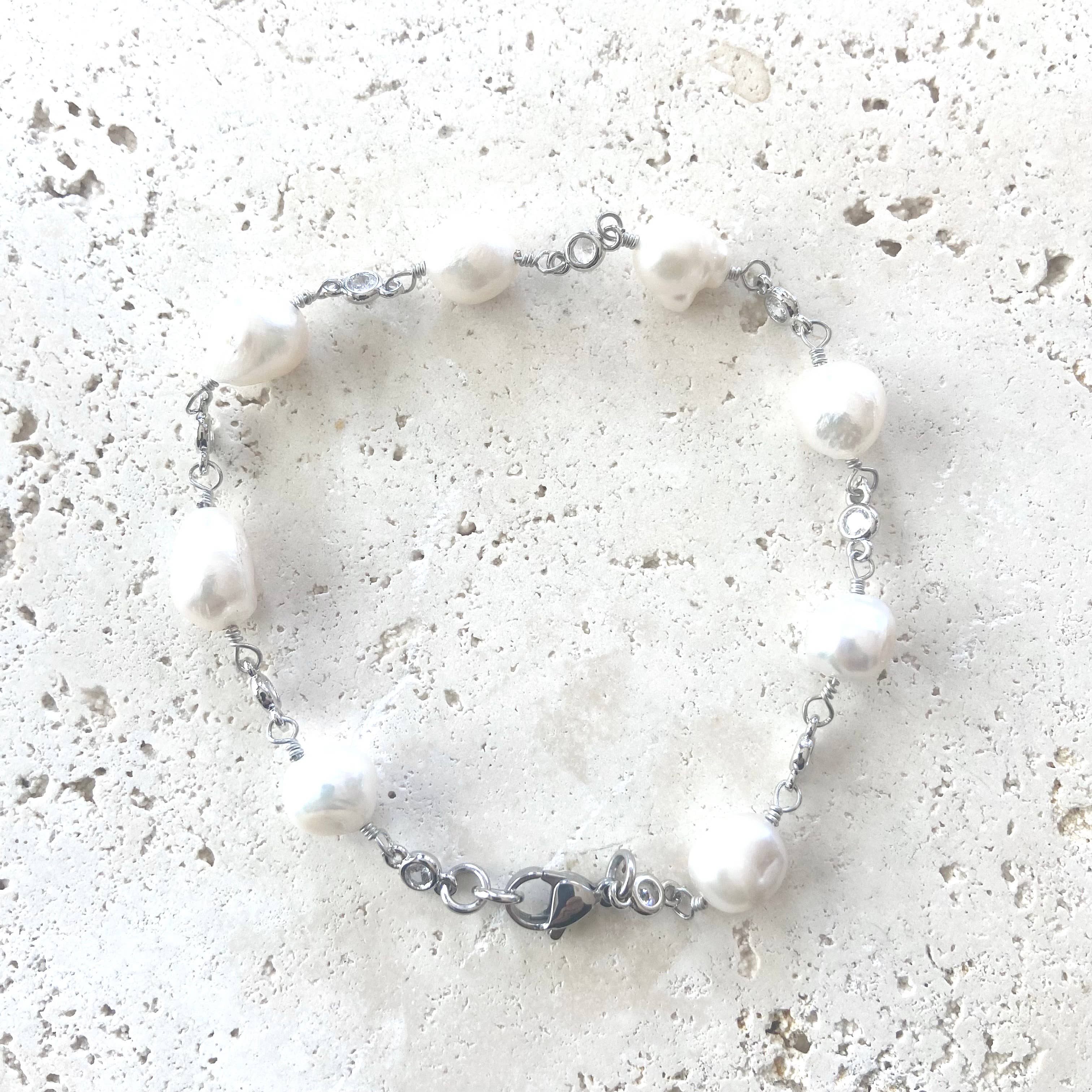 VB&CO Designs Handmade Jewelry - Venta al por mayor Pulsera tobillera - Joyería Anklet Pearl Beach Resort de agua dulce