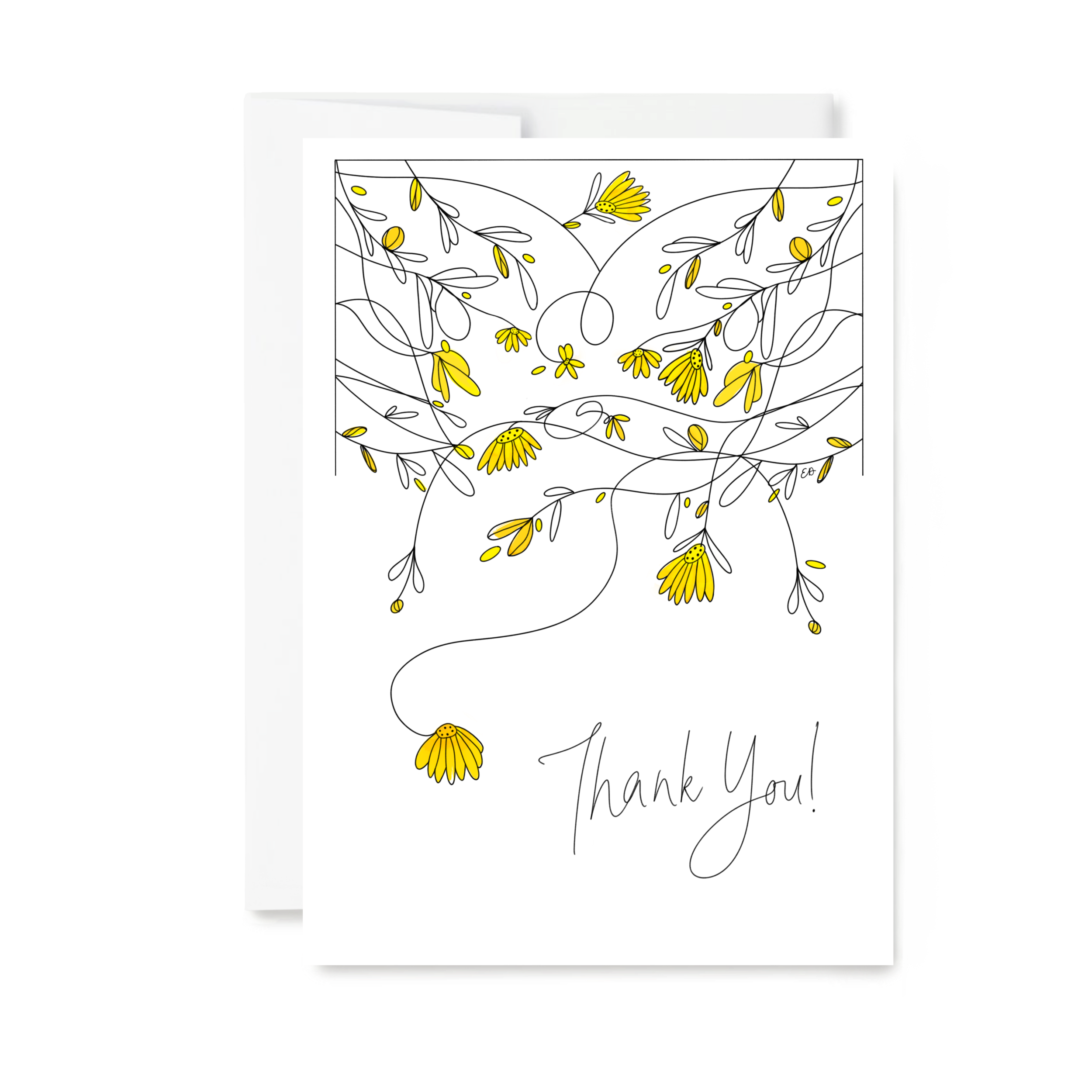 EverElling - Wholesale Thank You Card - Yellow Floral Thank You Card2