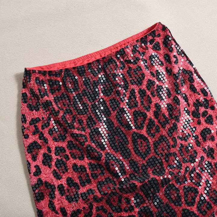 HIDDENBRAND - Wholesale Skirt - Women's - Stretch maxi party sequin leopard skirt5