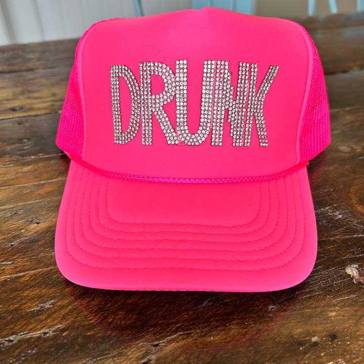 Vibes Hat Company - Wholesale Trucker Hat - Women's - DRUNK Rhinestone Trucker Hats | Summer Truckers | Drinking