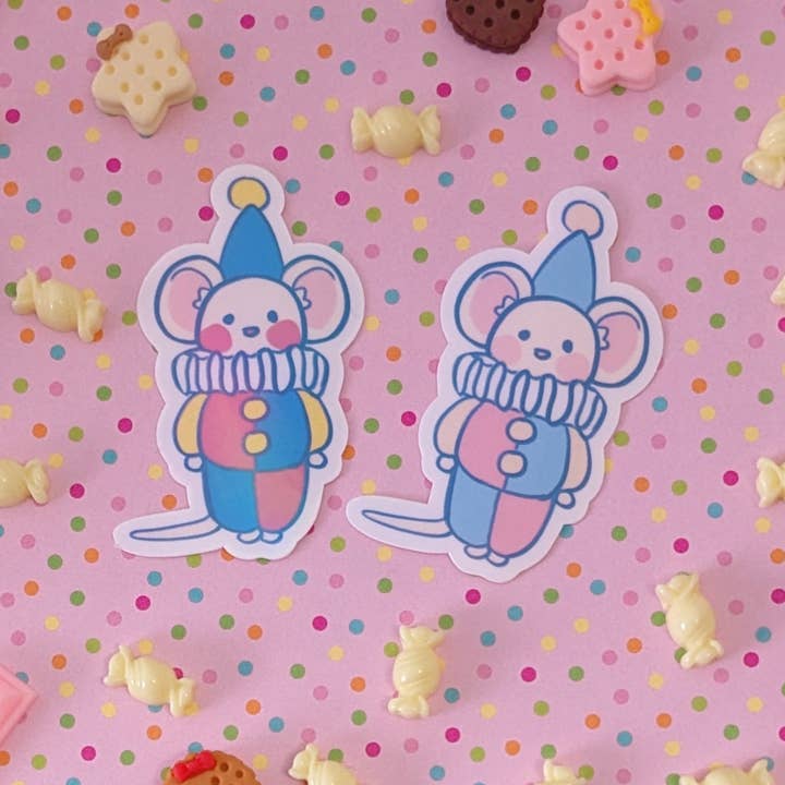 Silly Clown Mouse Stickers for wholesale by doodlemancy