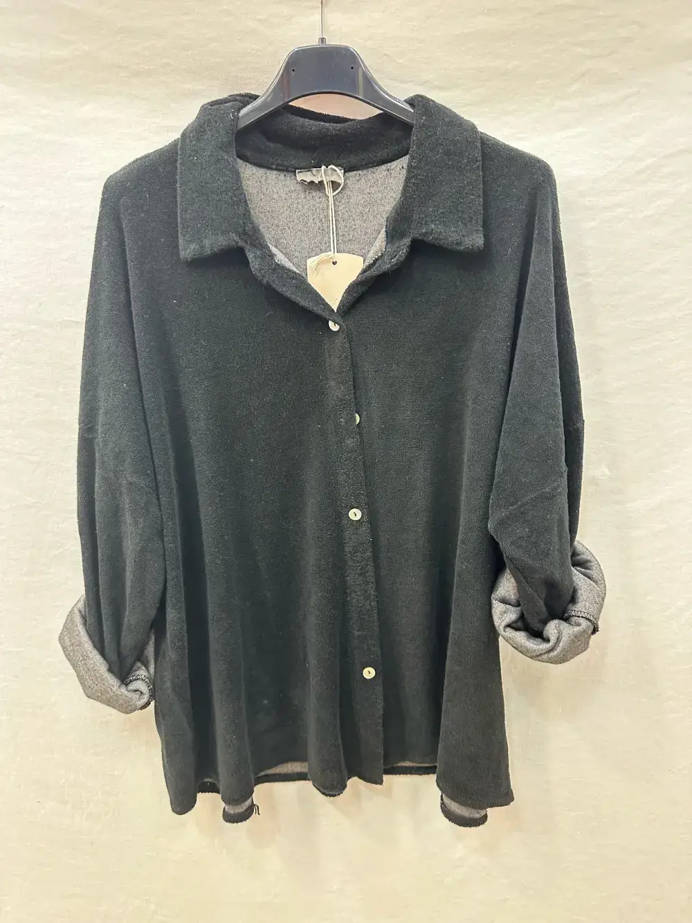 Mimi & Gogo - Wholesale Button Down Shirt - Women's - Cotton Terry Button-Up Shirt @5094_ChCotEponge8