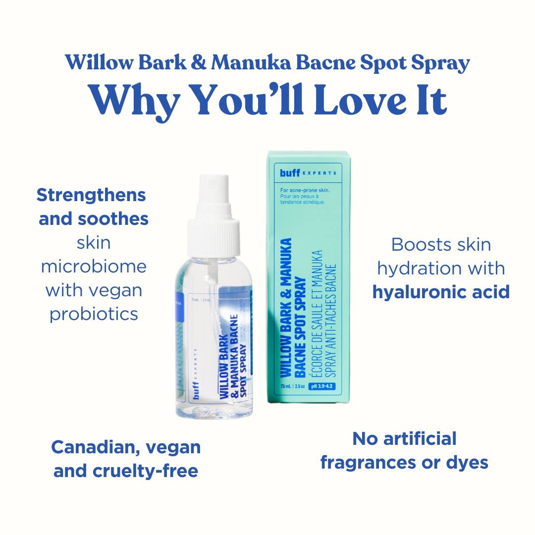 Buff Experts - 🇨🇦 - Wholesale Acne/Hydrocolloid Patch - Willow Bark & Manuka Bacne Spot Spray - Treats Back Acne1