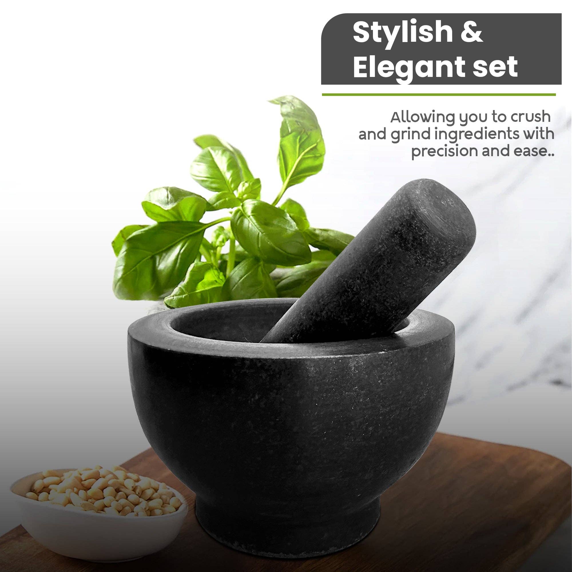 Ledsone - Wholesale Mortar & Pestle - Marble Pestle and Mortar Grinding for Spice Herbs Nuts~54716