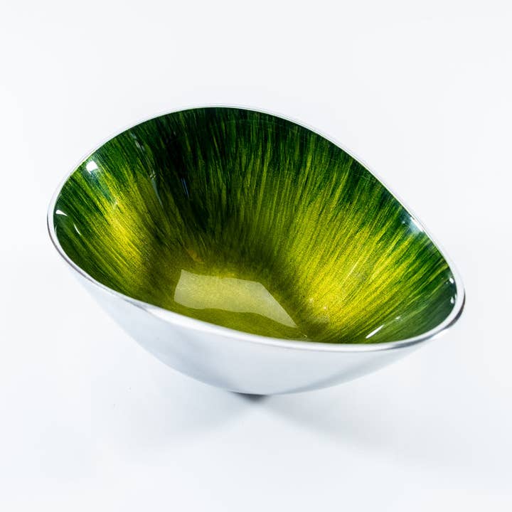 Geborstelde groene ovale kom klein 16 cm voor wholesale door Tilnar Art