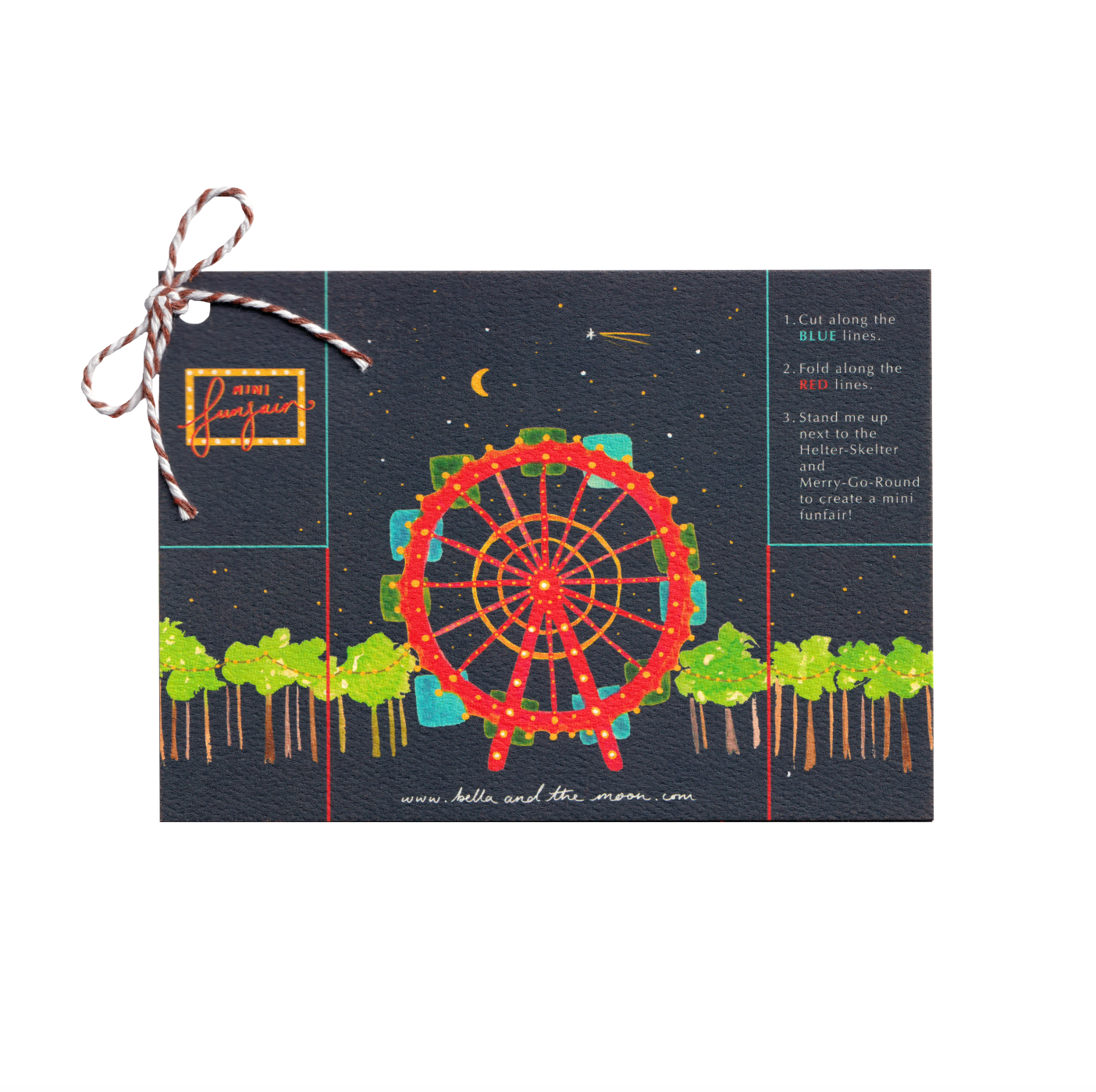 Bella & The Moon – wholesale Everyday greeting card – Cut-Out Mini Funfair - Three Piece1