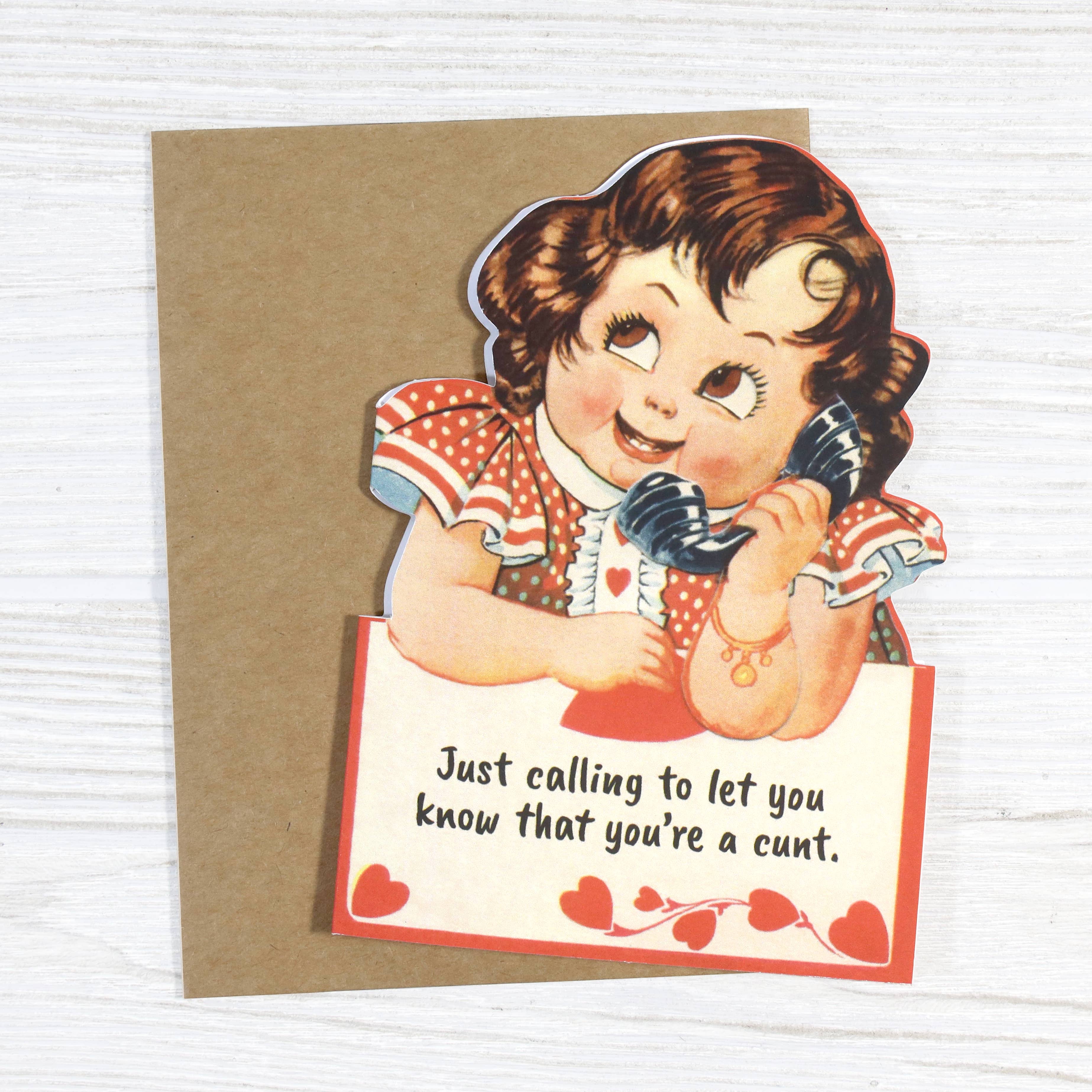 Bad Betty Greeting Co. - Wholesale Everyday Greeting Card - Just Calling to Let You Know You're a Cunt - Insult Card1
