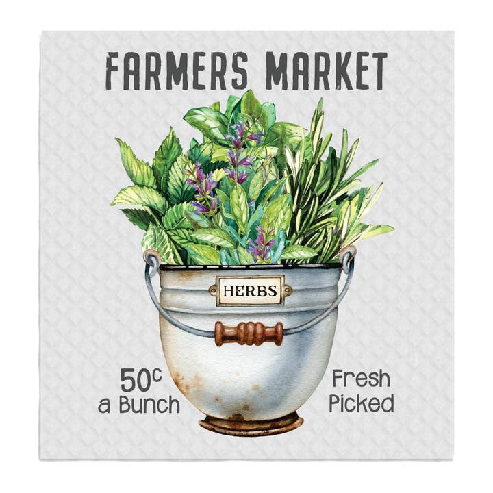 Jordbruksmarknaden färska plockade örter, SVENSKA DISKDUKAR för wholesale av Avery Lane Gifts