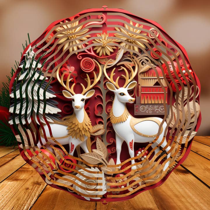 Christmas Deer Wind Spinner 8″ Sublimation Transfer for wholesale by Fun-R-We Creations & Co. Ltd.