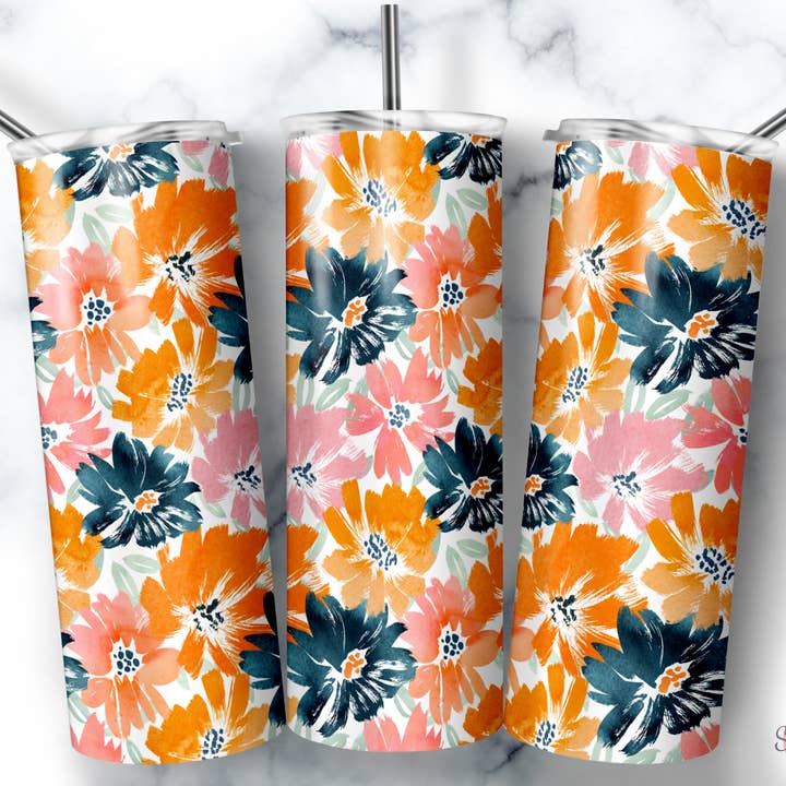 Floral Tumbler, Flower Tumbler, Preppy Tumbler, Flower Cup for wholesale by So Peachy Designs