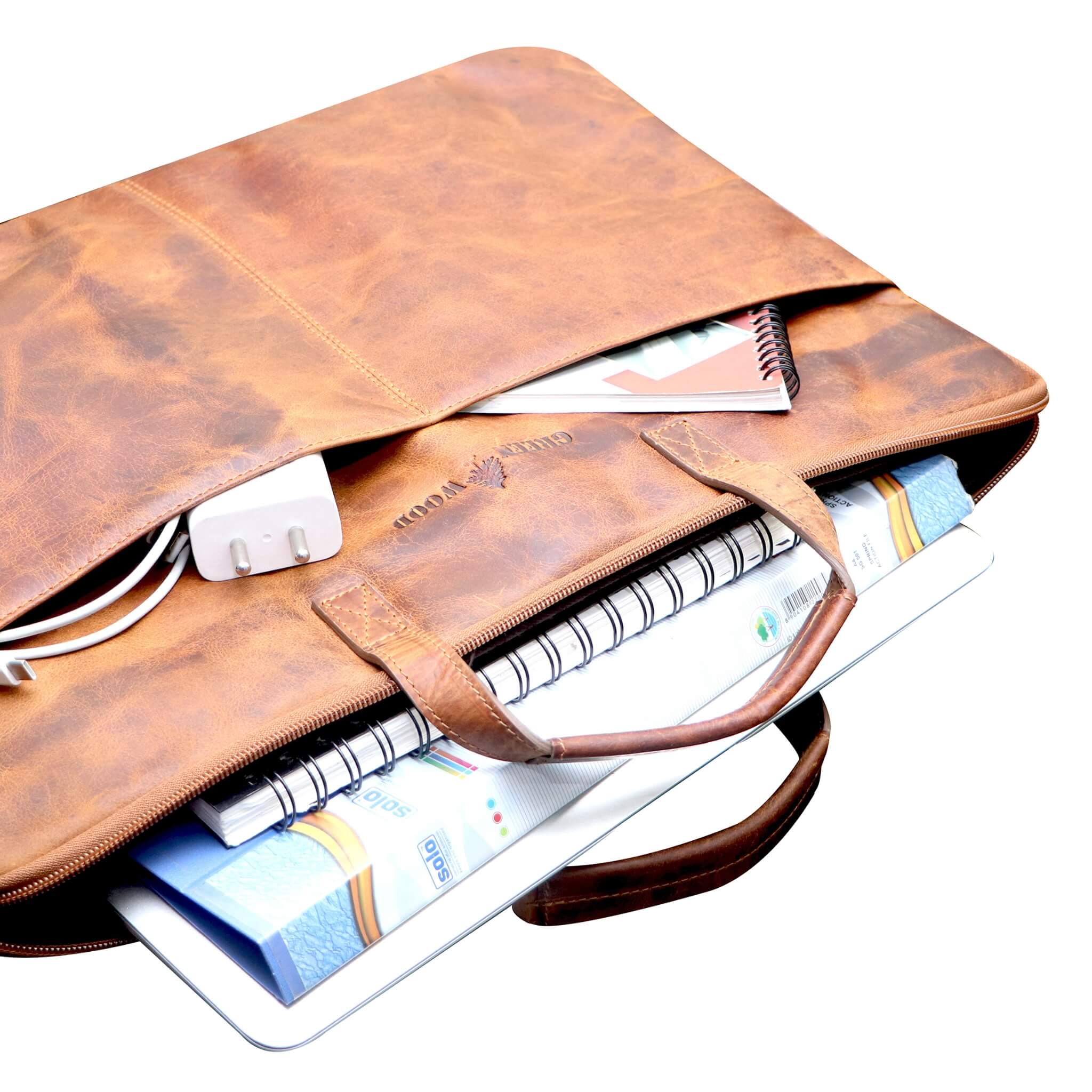 Greenwood - Vente Sac pour ordinateur portable – unisexe - Fred Sacoche pour ordinateur portable 17 pouces en cuir avec bandoulière amovible14