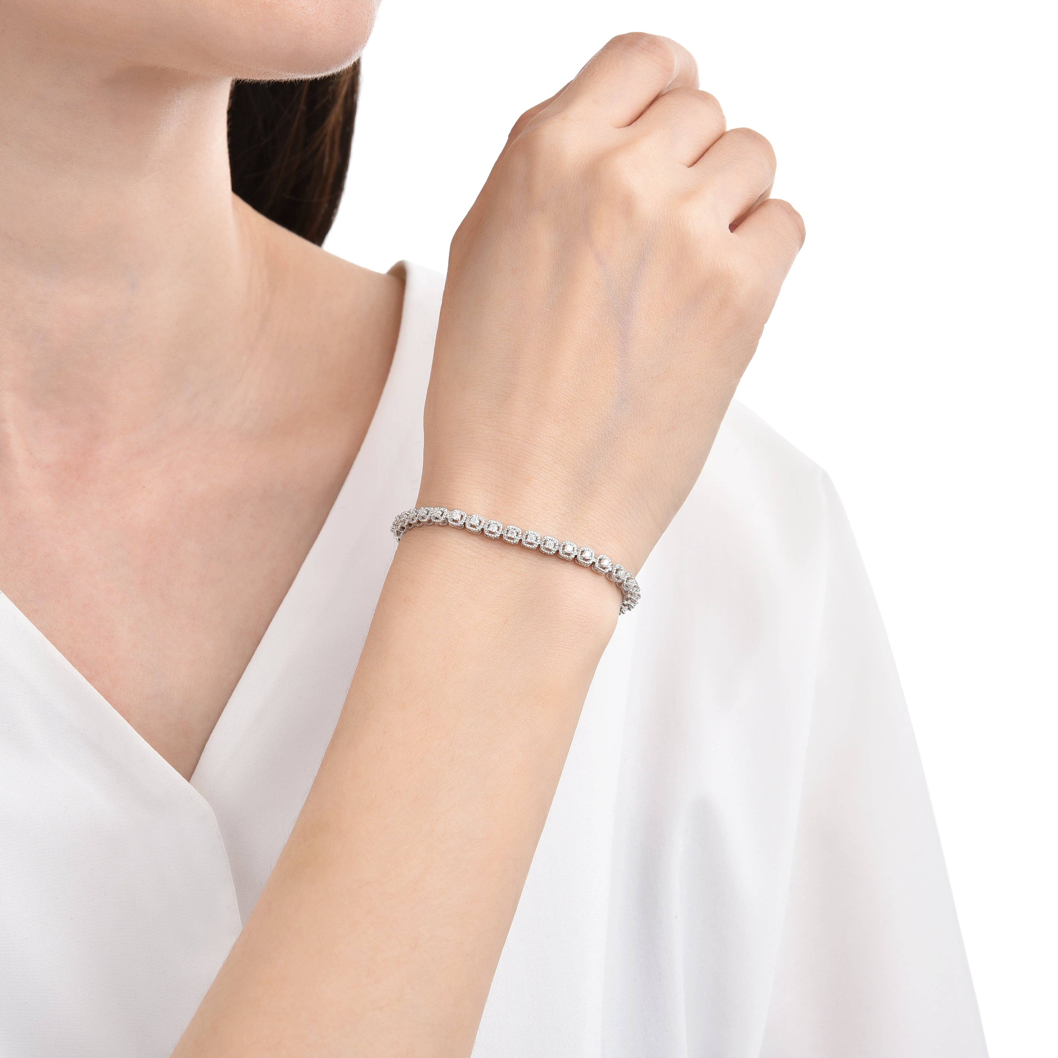 FCJ Jewelry LLC - Wholesale Tennis Bracelet - Rhodium Plated 925 Silver Created Moissanite Tennis Bracelet3