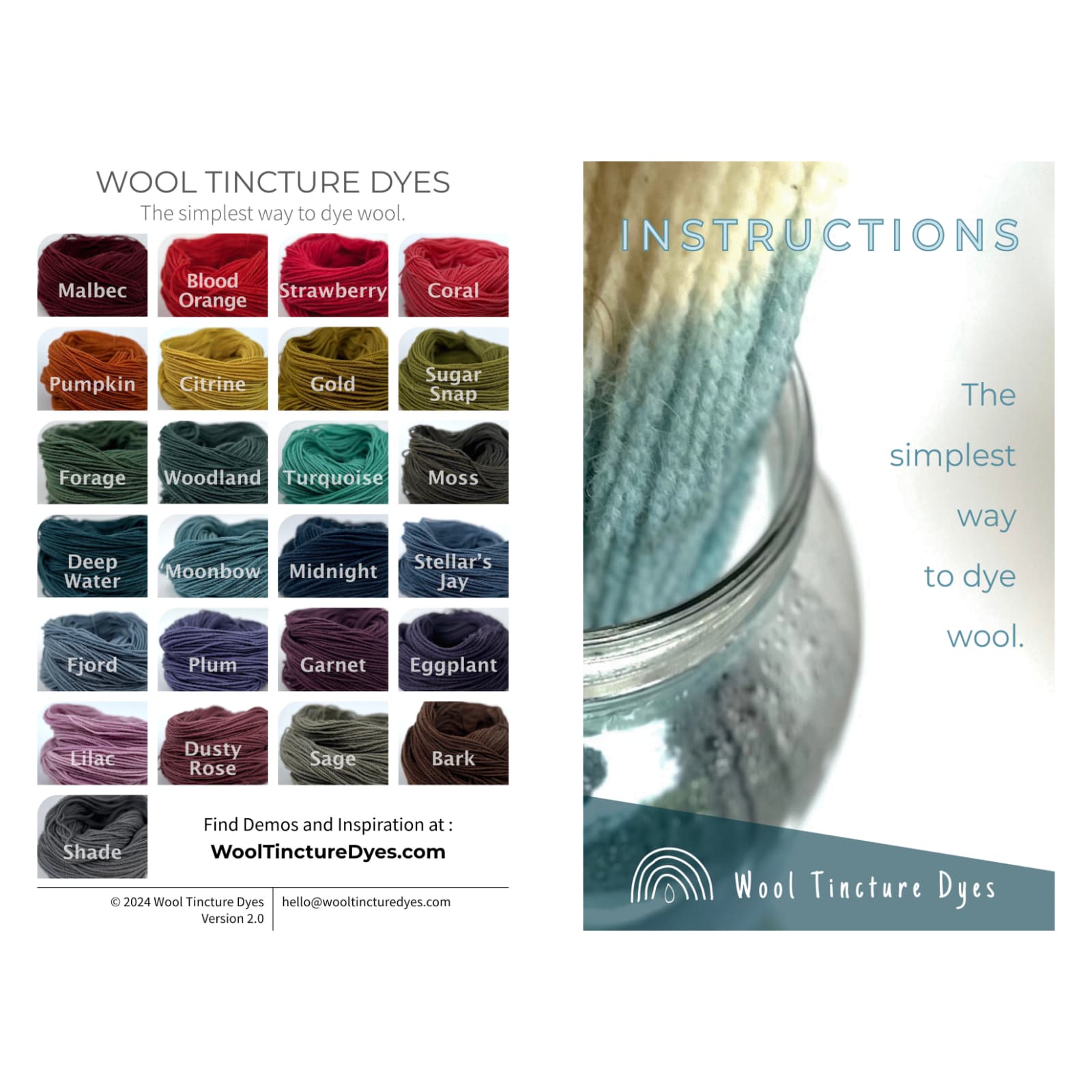 Wool Tincture Dyes - Wholesale Craft Supplies - Instruction Sheets - Complete Dyeing Guide1