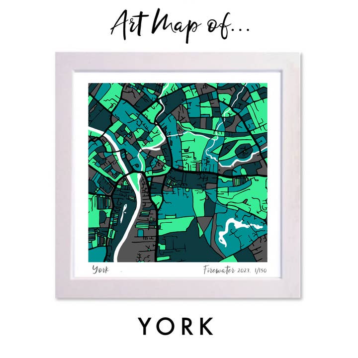 YORK UK ART MAP - DESENHADO À MÃO & EDIÇÃO LIMITADA por atacado de Firewater Gallery