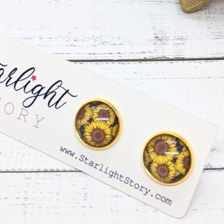 Brincos de vidro girassóis por atacado de Starlight Story