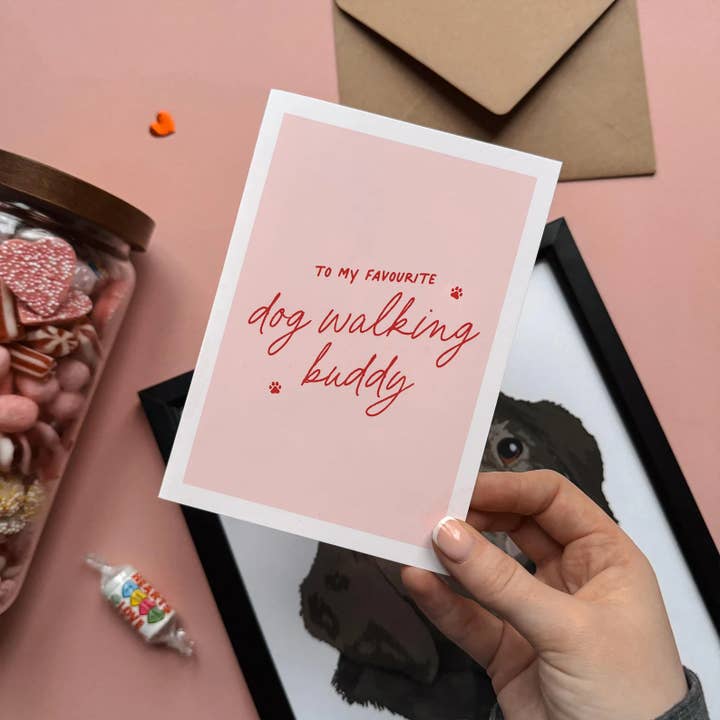 Dog Walking Buddy Card – Paw Print for Dog Lovers for wholesale by Deckle Edge