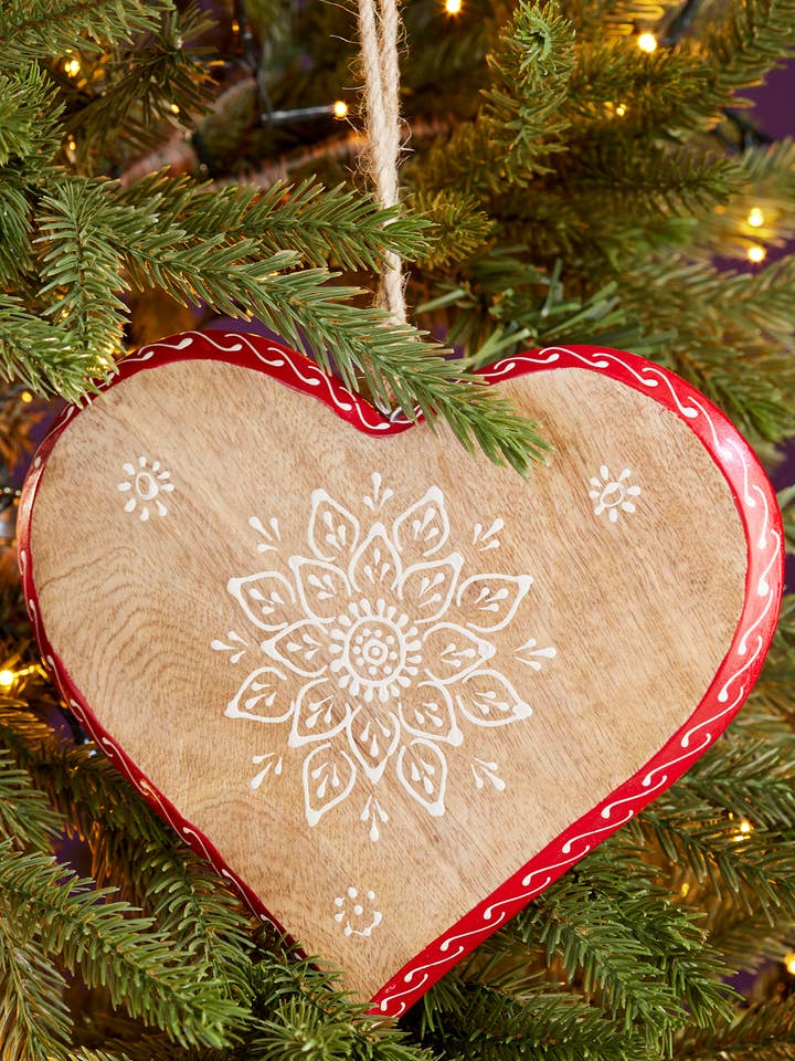 Hand Painted Mango Wood Heart, Large for wholesale by Namaste