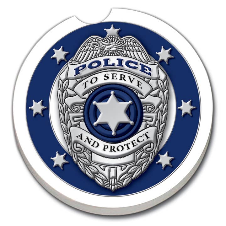 "Police" Stone Car Coaster BULK NO PACKAGING for wholesale by Conimar Promotions