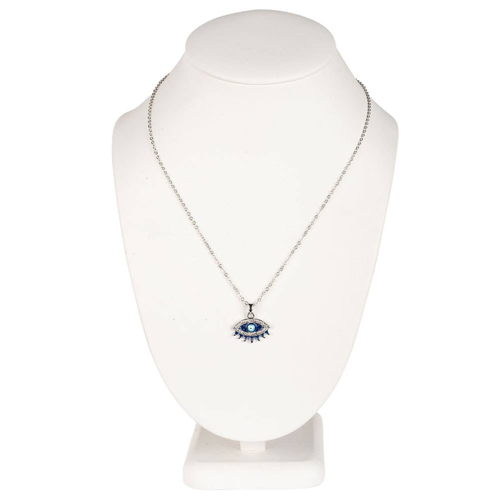 Benjamin International - Venta al por mayor Collares con colgantes/abalorios - COLLAR DE PLATA CON FORMA DE OJO MALIGNO CON STRASS2