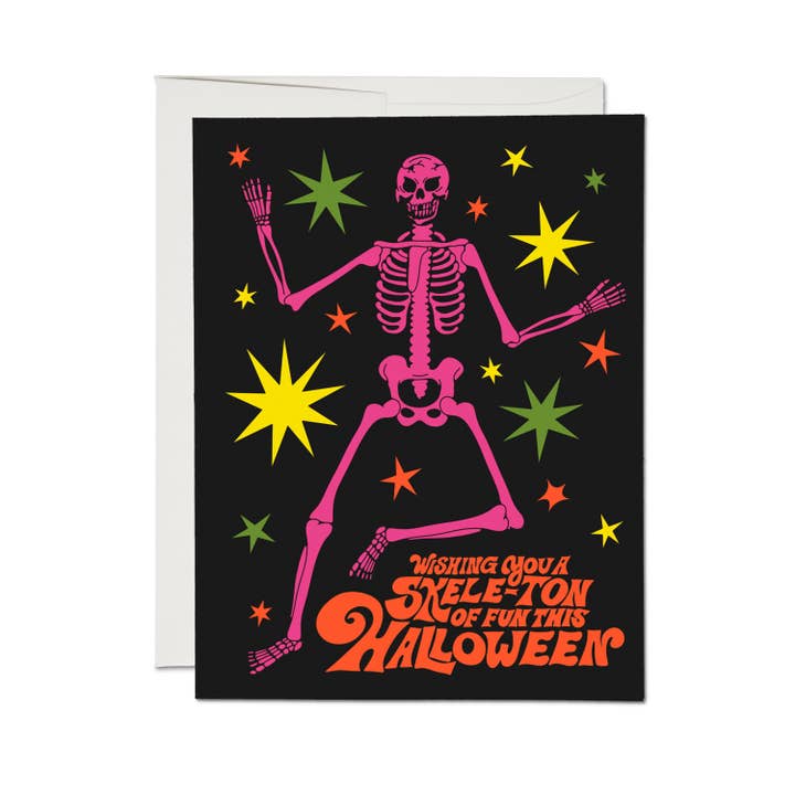 Skeleton Fun greeting card for wholesale by Red Cap Cards