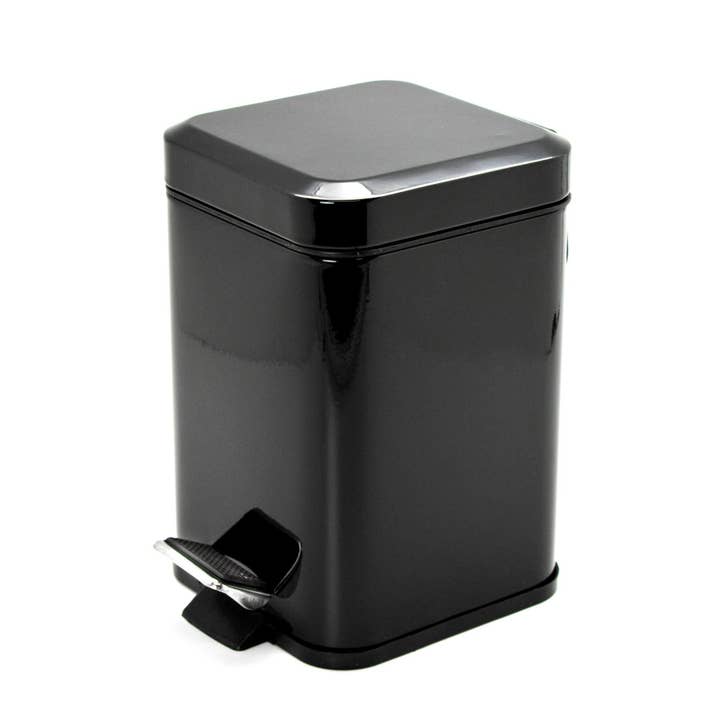 Harbour Housewares Square Steel Bathroom Pedal Bin - 3 Litres - Black for wholesale by Rinkit Ltd