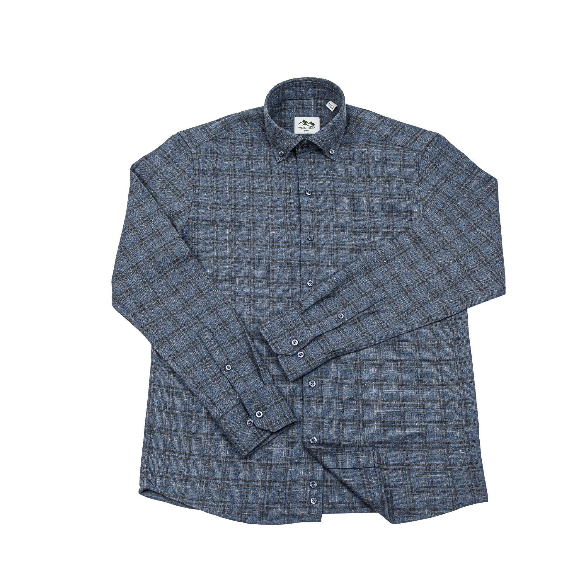 Wear Sierra - Wholesale Button Down Shirt - Men's - Men's Cotton Long Sleeve Button Down Shirt in Navy Plaid1