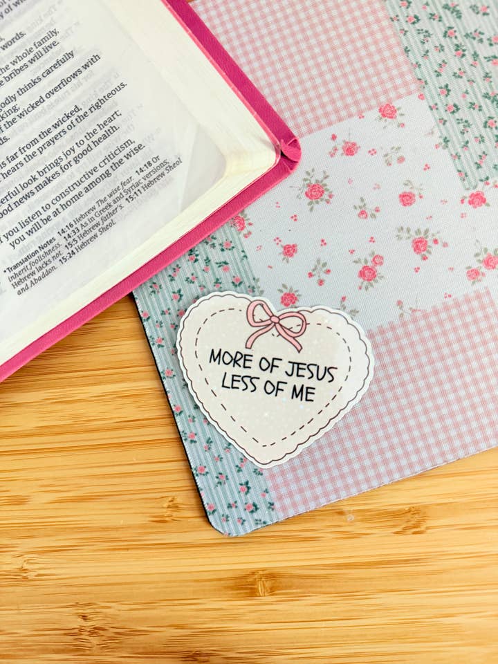 MORE OF JESUS LESS OF ME HOLOGRAPHIC STICKER for wholesale by Dearest Little Hope