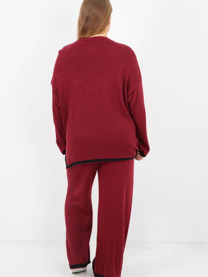 Miss Bold - Wholesale Lounge Set - Women's - Italian Oversized Contrast Trim Knitted Co Ord Set23